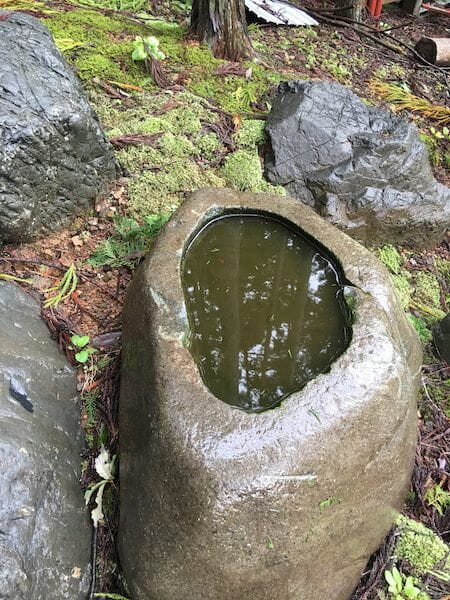 自然石の水鉢
